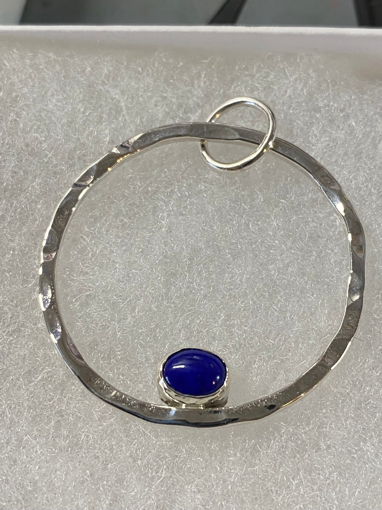 Handmade, Sterling silver pendant with Lapis stone.  Price may vary by stone.   CUSTOM ORDER 