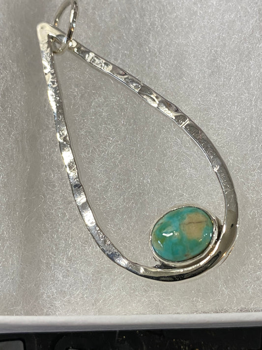 Handmade, Sterling silver pendant with Turquoise stone.  Price may vary by stone.   CUSTOM ORDER 